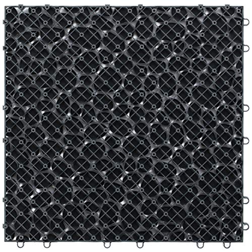 Gardenised QI003970.5 Interlocking Cobbled Stone Look Garden Pathway Tiles, Decorative Floor Grass Pavers Anti-Slip Mat, 5 Pack, Gray