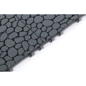 Gardenised QI003970.5 Interlocking Cobbled Stone Look Garden Pathway Tiles, Decorative Floor Grass Pavers Anti-Slip Mat, 5 Pack, Gray