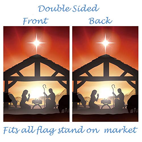 ShineSnow Traditional Winter Christmas Scene Story Garden Yard Flag 12"x 18" Double Sided Polyester Welcome House Flag Banners for Patio Lawn Outdoor Home Decor