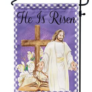 He is Risen Religious Garden Flags 12x18inch Burlap, Easter Cross Jesus Flags for Spring Holiday Yard Decorations Outdoor