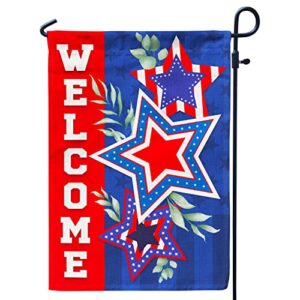welcome star patriotic garden flag for 4th of july independence day outdoor decoration double sided printing 12×18 inch