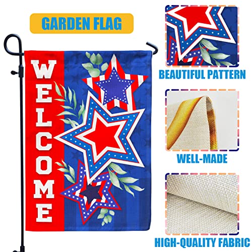 Welcome Star Patriotic Garden Flag for 4th of July Independence Day Outdoor Decoration Double Sided Printing 12x18 Inch