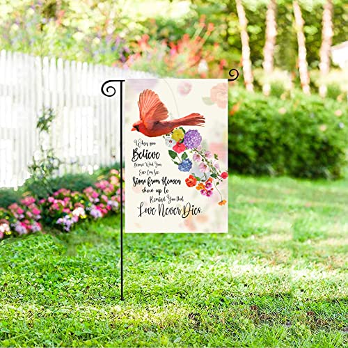 Eiyikof Cardinal Garden Flag Vertical Double Sided Farmhouse Burlap Yard Outdoor Decor 12.5x18 Inch-When you Believe Beyond What Your Eyes Can See Signs From Heaven Show up to Remind You that Love Never Dies