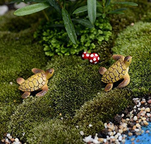SunRise 6pcs Resin Cute Beach Sea Turtle Miniature Figurine Status Micro Landscape Decorations Fairy Gardens Dollhouse DIY Ornaments Decor