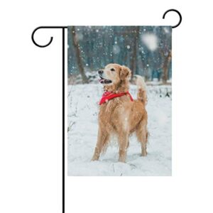 LifeCustomize Welcome Seasonal Garden Flags Winter Golden Retriever Double Sided Holiday House Yard Flag Home Decorative Outdoor Flags 12 x 18 Inch