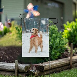 LifeCustomize Welcome Seasonal Garden Flags Winter Golden Retriever Double Sided Holiday House Yard Flag Home Decorative Outdoor Flags 12 x 18 Inch