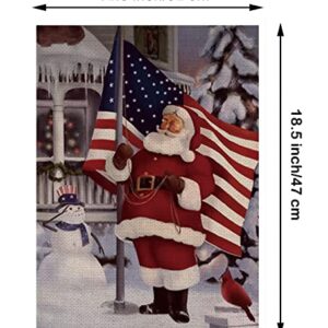 Christmas Garden Flag Santa Claus Cardinal Double Sided Burlap Vertical Rustic Outdoor Decorations Rise the US Flags Merry Christmas Yard Decor 12.5 x 18 Inch