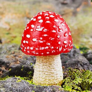 Hiawbon 6 Pcs Miniature Mushroom Figurine Plastic Mushroom Model Realistic Artificial Mushroom Fairy Garden Landscape Decoration Supplies