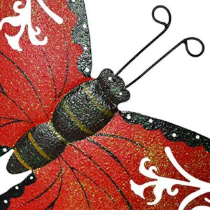 18.5 Inch Metal Butterfly Garden Stake Outdoor Decorative Stakes Butterfly Decor Whimsical Butterfly Stake Yard Art Ornaments (Red)