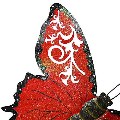 18.5 Inch Metal Butterfly Garden Stake Outdoor Decorative Stakes Butterfly Decor Whimsical Butterfly Stake Yard Art Ornaments (Red)