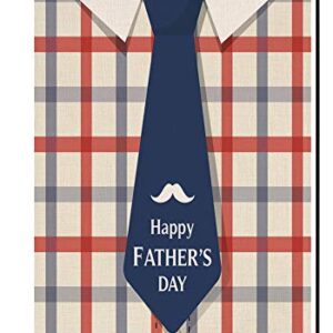 Father's Day Plaid Shirt Small Garden Flag Vertical Double Sided 12.5 x 18 Inch Work Hard Dad Burlap Yard Outdoor Decor