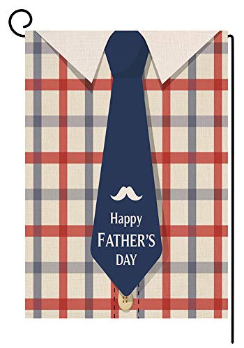 Father's Day Plaid Shirt Small Garden Flag Vertical Double Sided 12.5 x 18 Inch Work Hard Dad Burlap Yard Outdoor Decor