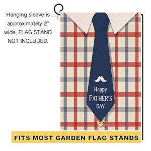 Father's Day Plaid Shirt Small Garden Flag Vertical Double Sided 12.5 x 18 Inch Work Hard Dad Burlap Yard Outdoor Decor