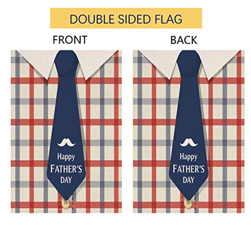 Father's Day Plaid Shirt Small Garden Flag Vertical Double Sided 12.5 x 18 Inch Work Hard Dad Burlap Yard Outdoor Decor