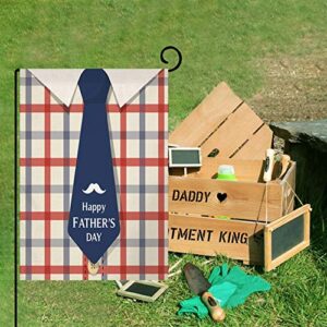 Father's Day Plaid Shirt Small Garden Flag Vertical Double Sided 12.5 x 18 Inch Work Hard Dad Burlap Yard Outdoor Decor