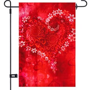 aozer garden flag 12 x 18 inch valentine day garden flag with 1 rubber stopper and 1 clear wind clip for valentine’s day home garden wedding party decorations(color 3)