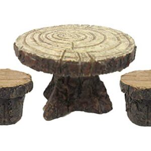 Pacific Giftware Enchanted Garden Tree Stump Table and Chairs Set Mini Fairy Garden Decorative Accessory 3pc Set