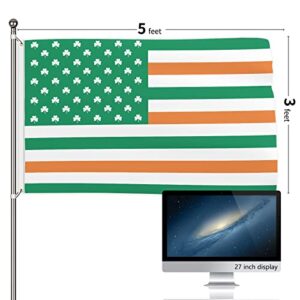 Probsin St Patricks Day Decorations Flag 3x5 Ft Banner Double Printed Irish Flag Holiday Shamrocks Clover Party Supplies Yard Signs Home Decor Funny Hanging Green Poster Welcome Photo Backdrop with Brass Grommets for Indoor Outdoor Garden Lawn Garage Hous