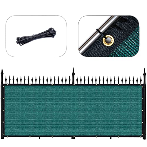 Tronssien Privacy Screen Fence 4 Ft x 50 Ft with Brass Buckle Heavy Duty Fencing Mesh Shade Net Cover for Wall Garden Yard Backyard (4 Ft X 50 Ft, Dark Green)