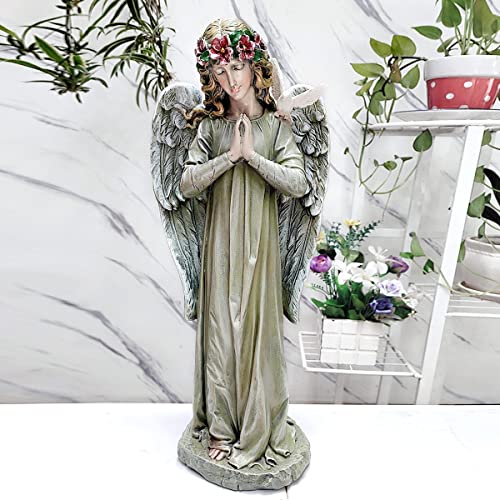 CHRUI Angel Outdoor Garden Decor Statues, 20 inch Solar Outdoor Patio Angel Art Garden Cemetery Decorations Statue for Patio, Lawn, Yard Decoration , Housewarming Garden Unique Gift (Praying Angel)