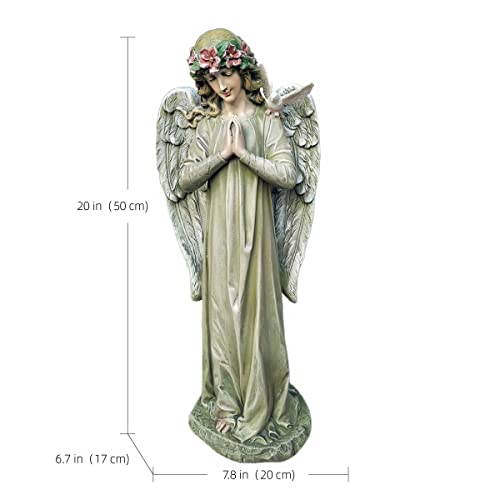 CHRUI Angel Outdoor Garden Decor Statues, 20 inch Solar Outdoor Patio Angel Art Garden Cemetery Decorations Statue for Patio, Lawn, Yard Decoration , Housewarming Garden Unique Gift (Praying Angel)