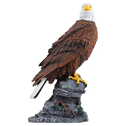 Veemoon Simulation Eagle Garden Statue, Eagle Figure Landscaping Ornament, Bald Eagle on Rock Garden Statue for Home Indoor Outdoor Garden Courtyard Lawn Yard