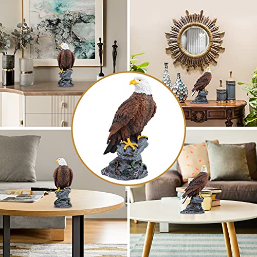 Veemoon Simulation Eagle Garden Statue, Eagle Figure Landscaping Ornament, Bald Eagle on Rock Garden Statue for Home Indoor Outdoor Garden Courtyard Lawn Yard