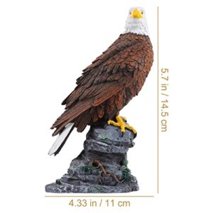 Veemoon Simulation Eagle Garden Statue, Eagle Figure Landscaping Ornament, Bald Eagle on Rock Garden Statue for Home Indoor Outdoor Garden Courtyard Lawn Yard