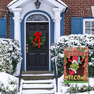 AnyDesign Christmas Garden Flag Vertical Double-Sided Waterproof Xmas Welcome Flag Funny Cartoon Character Outdoor Decorative Flag for Winter Holiday Farmhouse Lawn Patio, 12.5 x 18 Inch