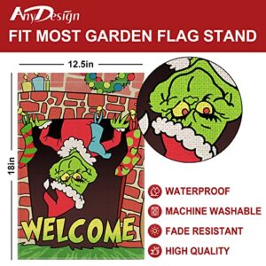 AnyDesign Christmas Garden Flag Vertical Double-Sided Waterproof Xmas Welcome Flag Funny Cartoon Character Outdoor Decorative Flag for Winter Holiday Farmhouse Lawn Patio, 12.5 x 18 Inch
