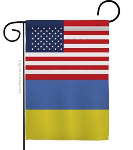 americana home & garden ukraine us friendship garden flag – regional usa american alliance world country particular area – house decoration banner small yard gift double-sided made in 13 x 18.5