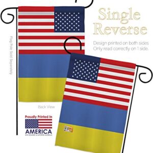 Americana Home & Garden Ukraine US Friendship Garden Flag - Regional USA American Alliance World Country Particular Area - House Decoration Banner Small Yard Gift Double-Sided Made In 13 X 18.5