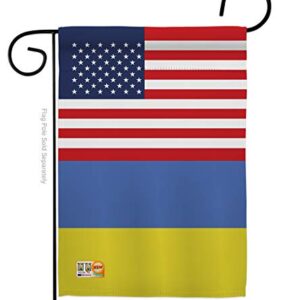 Americana Home & Garden Ukraine US Friendship Garden Flag - Regional USA American Alliance World Country Particular Area - House Decoration Banner Small Yard Gift Double-Sided Made In 13 X 18.5