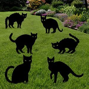 anditoy 6 pack halloween black cat yard signs with stakes scary silhouette halloween decorations for outdoor yard lawn garden halloween decor