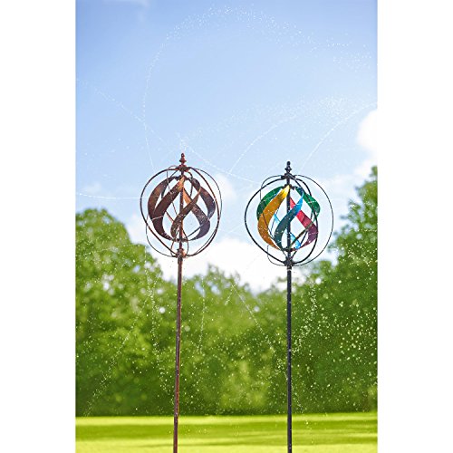 Evergreen 89-inch Copper Outdoor Safe Kinetic Hydro Spinner Lawn Watering Garden Stake