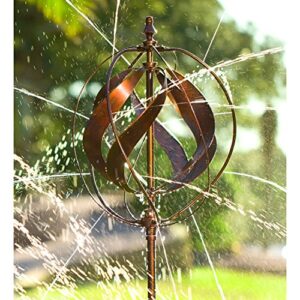 Evergreen 89-inch Copper Outdoor Safe Kinetic Hydro Spinner Lawn Watering Garden Stake