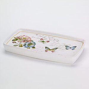 avanti linens – vanity tray, countertop décor, multipurpose, home décor, butterfly inspired bathroom décor (butterfly garden collection)