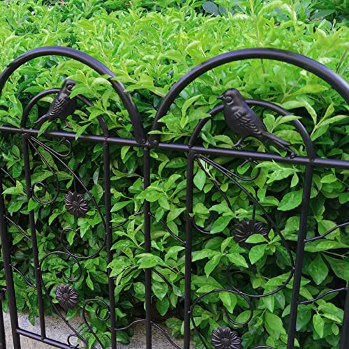 AESOME Decorative Fence Panels Outdoor: 24 inch x 10 feet Black Metal Fencing Tall Garden Edging Wrought Iron Landscape Section Border for Yard Patio Lawn Tree Plant Flowerbed Décor