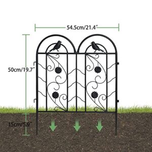 AESOME Decorative Fence Panels Outdoor: 24 inch x 10 feet Black Metal Fencing Tall Garden Edging Wrought Iron Landscape Section Border for Yard Patio Lawn Tree Plant Flowerbed Décor