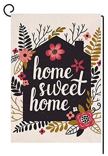 BLKWHT Home Sweet Home Garden Flag Vertical Double Sided Spring Summer Yard Outdoor Decorative 12.5 x 18 Inch