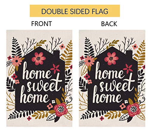 BLKWHT Home Sweet Home Garden Flag Vertical Double Sided Spring Summer Yard Outdoor Decorative 12.5 x 18 Inch