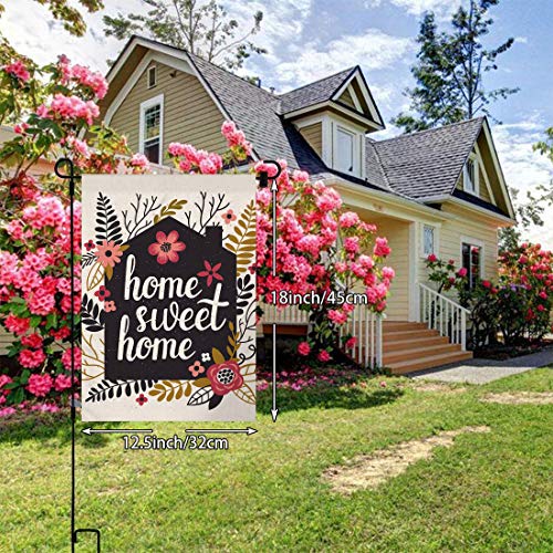 BLKWHT Home Sweet Home Garden Flag Vertical Double Sided Spring Summer Yard Outdoor Decorative 12.5 x 18 Inch