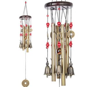 bwinka chinese traditional retro 4 tubes 5 bells bronze yard garden outdoor living wind chimes 60cm