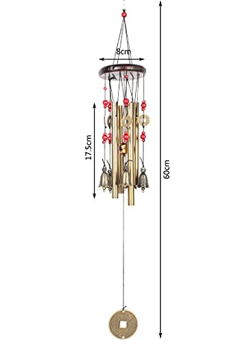 Bwinka Chinese Traditional Retro 4 Tubes 5 Bells Bronze Yard Garden Outdoor Living Wind Chimes 60cm