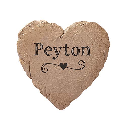 Let's Make Memories - Personalized Garden Stone - Love Grows Here Heart Garden Stone - Customize with Any Name - Made of Durable Resin - Realistic Stone Texture - Heart Shape, 6.75" Diameter