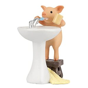 aclema pig decor figurines miniature fairy garden kitchen resin collections for terrarium micro landscape pig brush teeth
