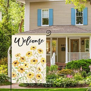 AVOIN colorlife Spring Flower Garden Flag 12x18 Inch Double Sided Outside, Yellow Daisy Sunflower Welcome Yard Outdoor Flag