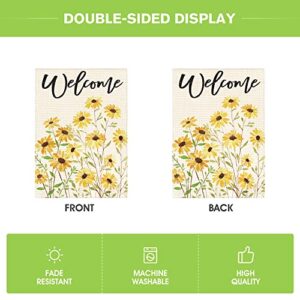 AVOIN colorlife Spring Flower Garden Flag 12x18 Inch Double Sided Outside, Yellow Daisy Sunflower Welcome Yard Outdoor Flag