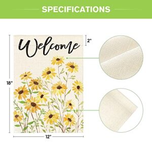 AVOIN colorlife Spring Flower Garden Flag 12x18 Inch Double Sided Outside, Yellow Daisy Sunflower Welcome Yard Outdoor Flag