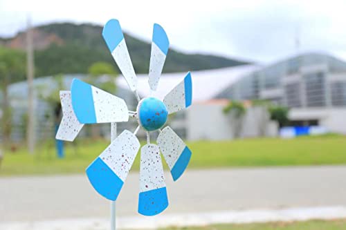 YYWMWM Wind Spinner 31" Large Vertical Windmill Metal Sculpture Garden Decoration Lawn Ornaments Yard Art Decor Outdoor Pinwheel for Patio (Blue/RED)